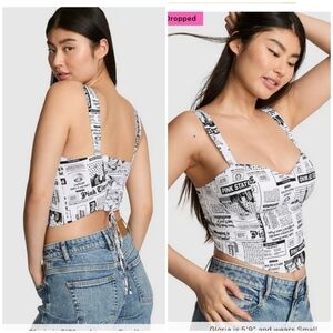 VS PINK NEWSPAPER CORSET TOP